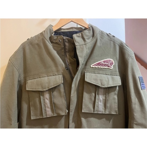 Authentic Indian Motorcycle Riding Military Green Jacket Guard Size M - Picture 2 of 5